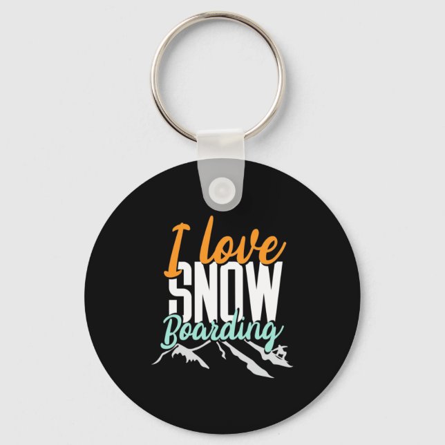 I Love Snow Boarding Key Ring (Front)