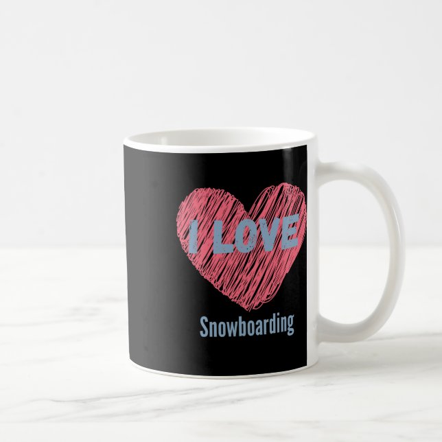 I Love Snowboarding Heart Image  Coffee Mug (Right)