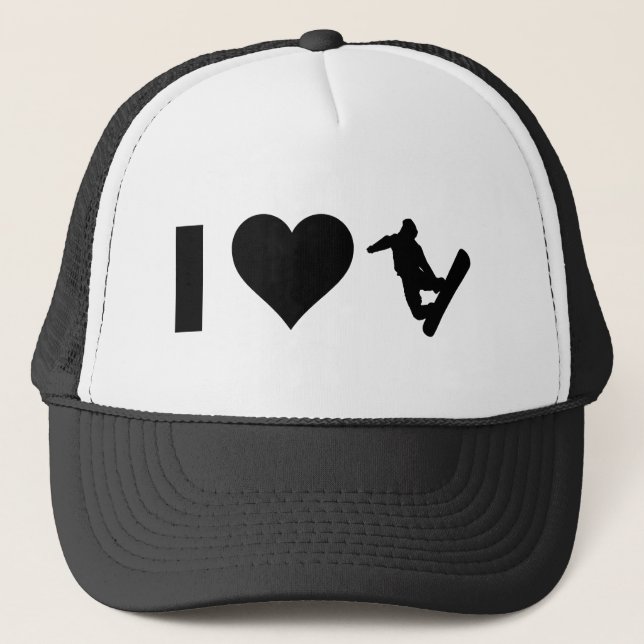 I Love Snowboarding Trucker Hat (Front)