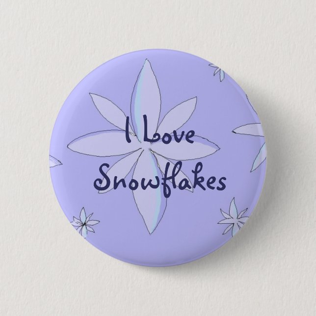 I Love Snowflakes 6 Cm Round Badge (Front)