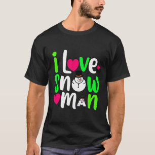 I Love Snowman Digital Art Design T-Shirt
