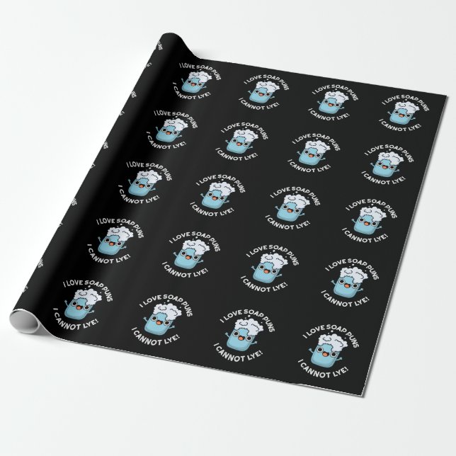 I Love Soap Puns I Cannot Lye Funny Pun Dark BG Wrapping Paper (Unrolled)
