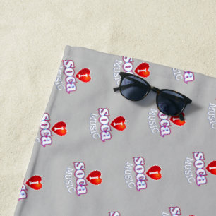 I LOVE SOCA on GREY Beach Towel