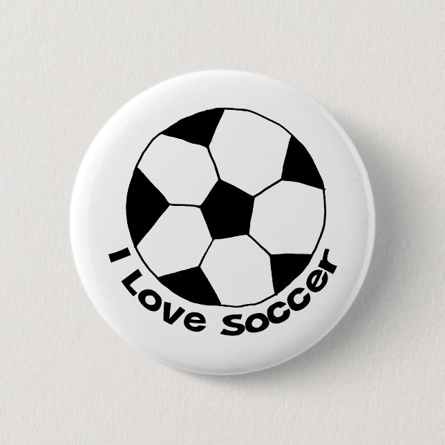 I Love Soccer 6 Cm Round Badge (Front)