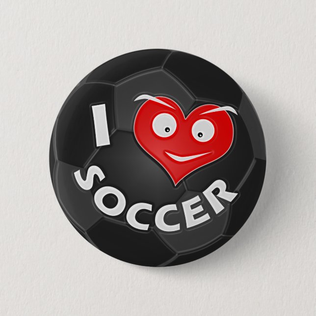 I Love Soccer 6 Cm Round Badge (Front)