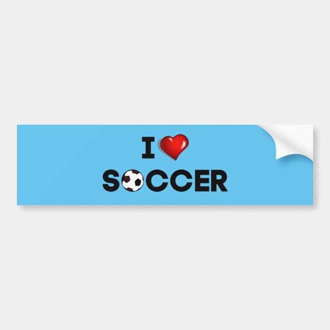 I Love Soccer, black text with red heart Bumper Sticker (Front)