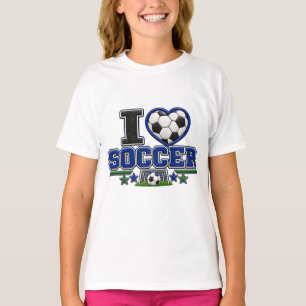 I Love Soccer Girls T-Shirt Cute Soccer Player S