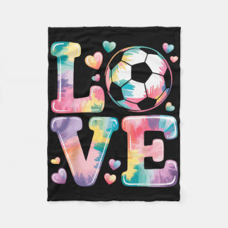 I Love Soccer Goalie Girl Player Fan Game Day Tie Fleece Blanket