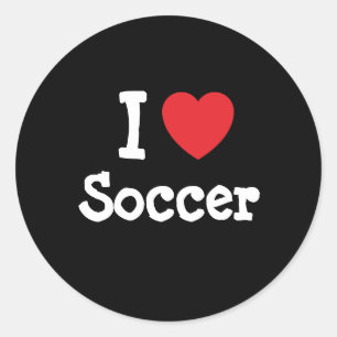 I love Soccer heart custom personalised Classic Round Sticker