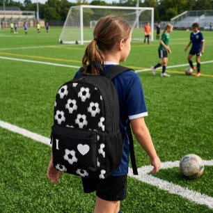 I Love Soccer  Printed Backpack