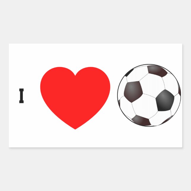 I LOVE SOCCER RECTANGULAR STICKER (Front)