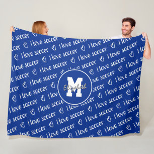 I love soccer typography pattern ANY colour Fleece Blanket