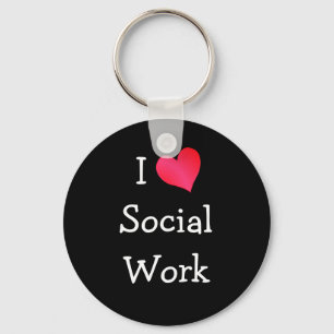 I Love Social Work Key Ring
