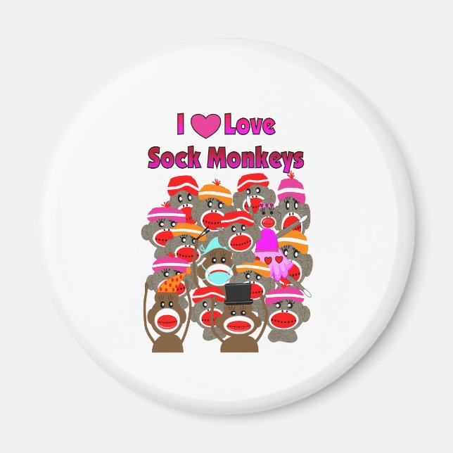 "I LOVE SOCK MONKEYS"   Gifts Magnet (Front)
