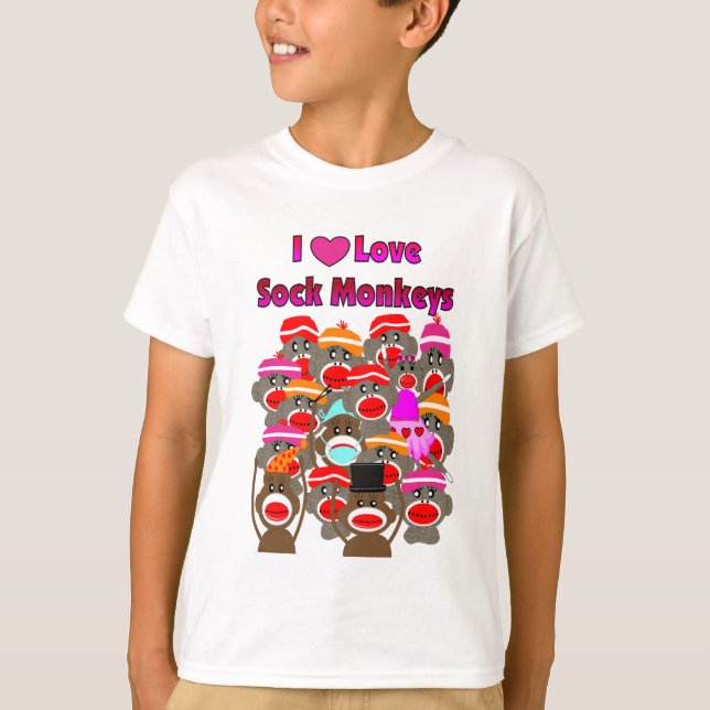 "I LOVE SOCK MONKEYS"   Gifts T-Shirt (Front)