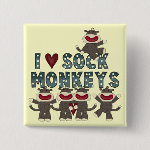 I Love Sock Monkeys Tshirts and Gifts 15 Cm Square Badge