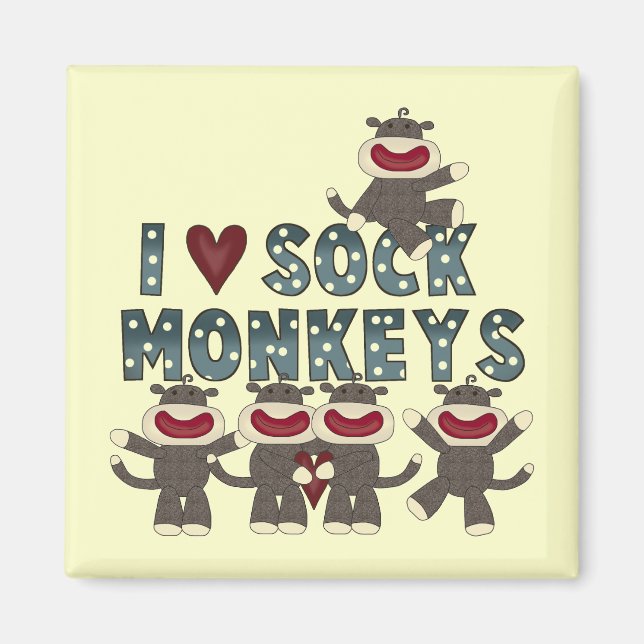 I Love Sock Monkeys Tshirts and Gifts Magnet (Front)