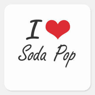 I Love Soda Pop artistic design Square Sticker