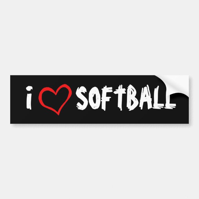I Love Softball Bumper Sticker (Front)