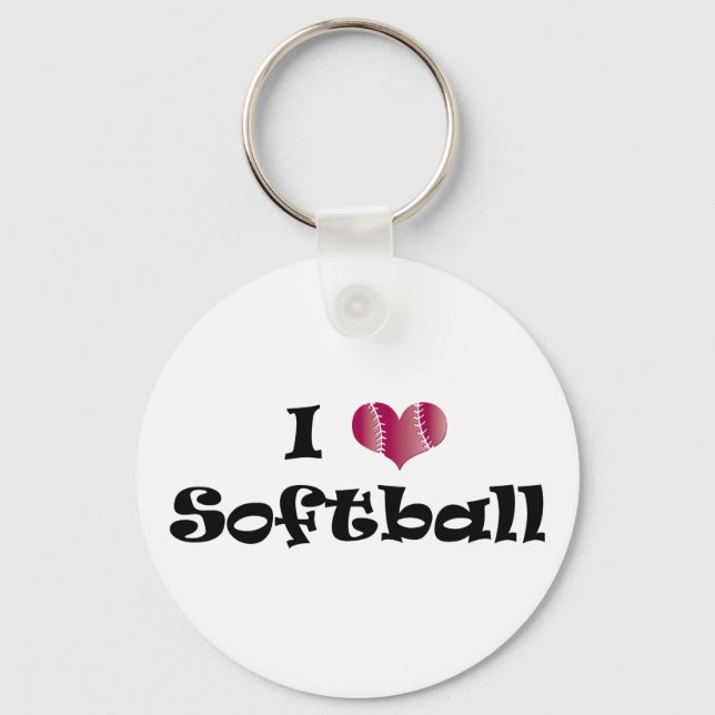 I love Softball Key Ring (Front)