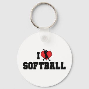 I Love Softball Keychain