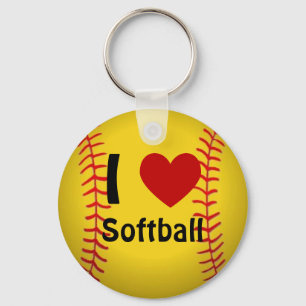 I Love Softball Keychain