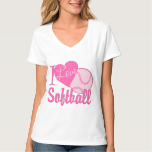 I Love Softball Pink T-Shirt
