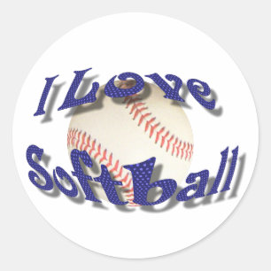 I LOVE SOFTBALL-STICKER CLASSIC ROUND STICKER