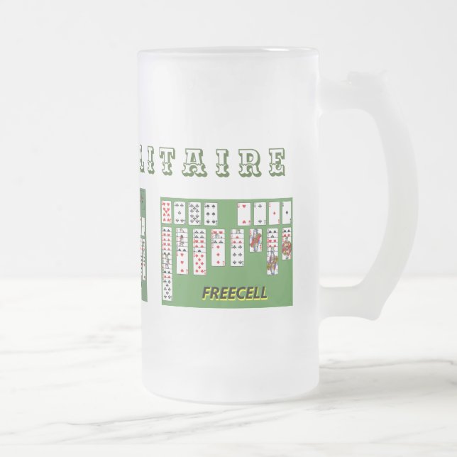 I LOVE SOLITAIRE Frosted Glass Mug (Right)