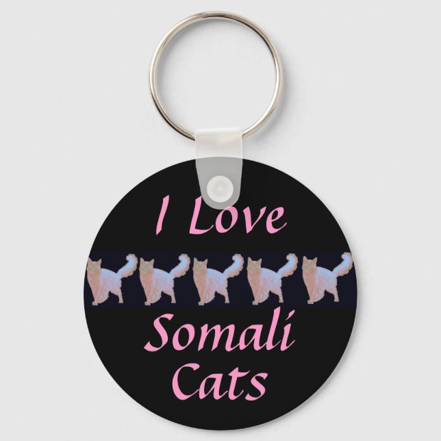 I Love Somali Cats Key Ring (Front)