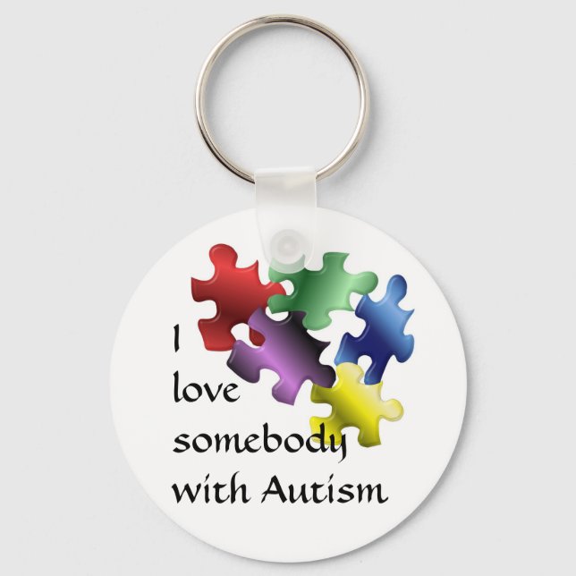 I love somebody with Autism Key Ring (Front)