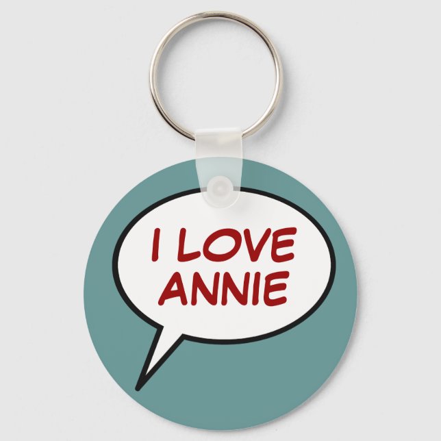 i love someone cartoon bubble key ring (Front)