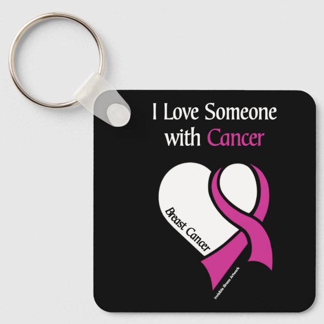 I Love Someone...Heart/Ribbon...Breast Cancer Key Ring (Front)