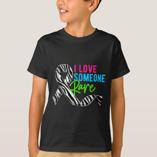 I Love Someone Rare Zebra Ribbon - Rare Disease Aw T-Shirt (Front)