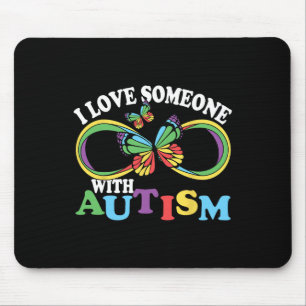 I Love Someone With Autism Awareness Butterfly Rib Mouse Pad
