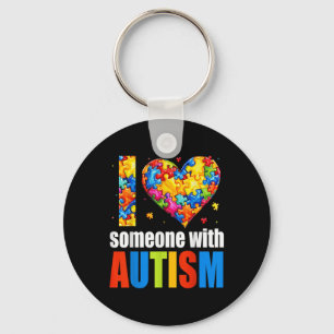 I Love Someone With Autism Awareness Heart Men Wom Key Ring