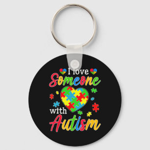 I Love Someone With Autism Awareness Heart Men Wom Key Ring