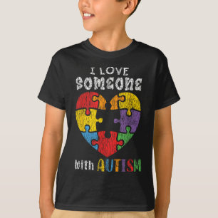 I Love Someone With Autism Awareness Heart Men Wom T-Shirt
