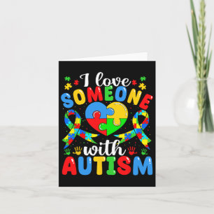 I Love Someone With Autism Awareness Heart Puzzle Card
