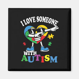 I Love Someone With Autism Dabbing Heart Kids  Magnet