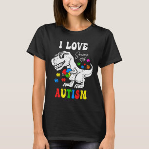 I Love Someone With Autism Family Heart T Rex Dino T-Shirt