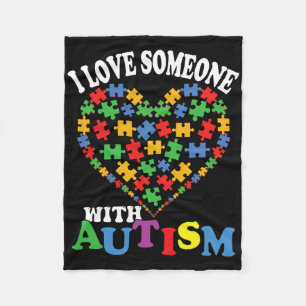 I Love Someone With Autism Heart Puzzle 1 Fleece Blanket