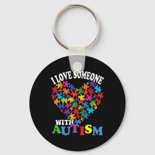 I Love Someone With Autism Heart Puzzle Key Ring
