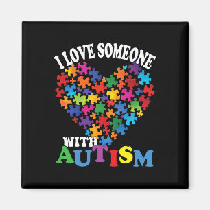 I Love Someone With Autism Heart Puzzle  Magnet