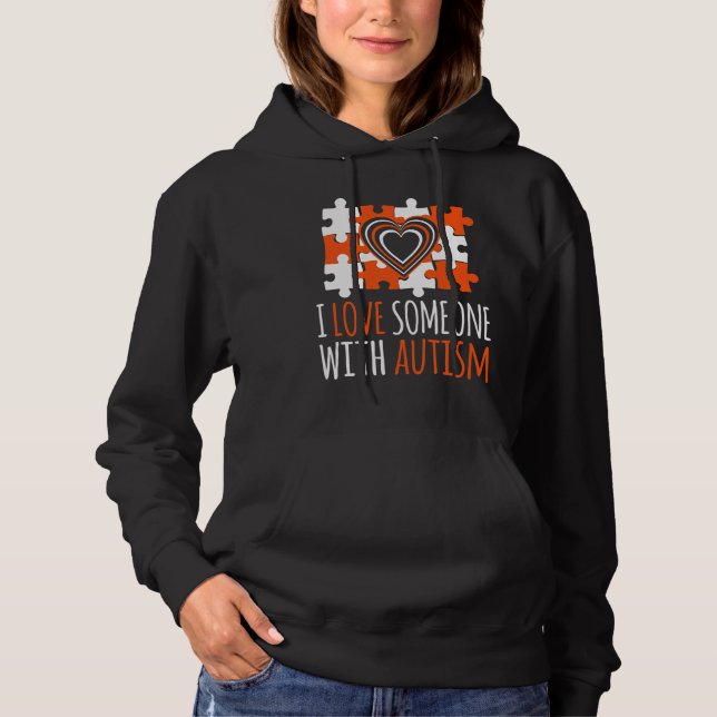 I Love Someone With Autism Picture Love Heart Alon Hoodie (Front)