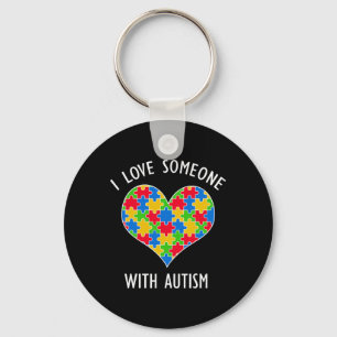 I Love Someone With Autism Puzzle Heart Awareness Key Ring