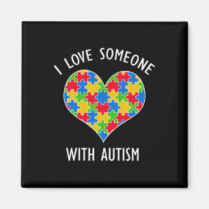 I Love Someone With Autism Puzzle Heart Awareness  Magnet