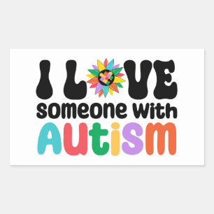 I Love Someone With Autism Rectangular Sticker