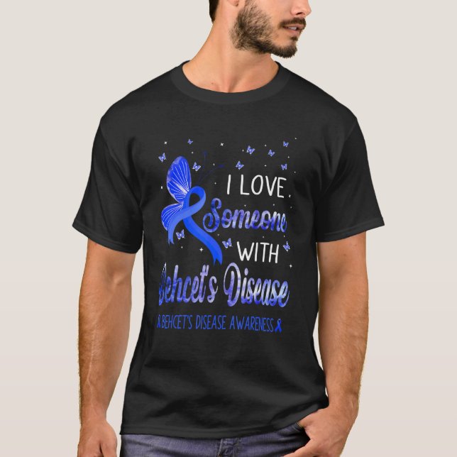 I Love Someone With Behcet's Disease Awareness Blu T-Shirt (Front)