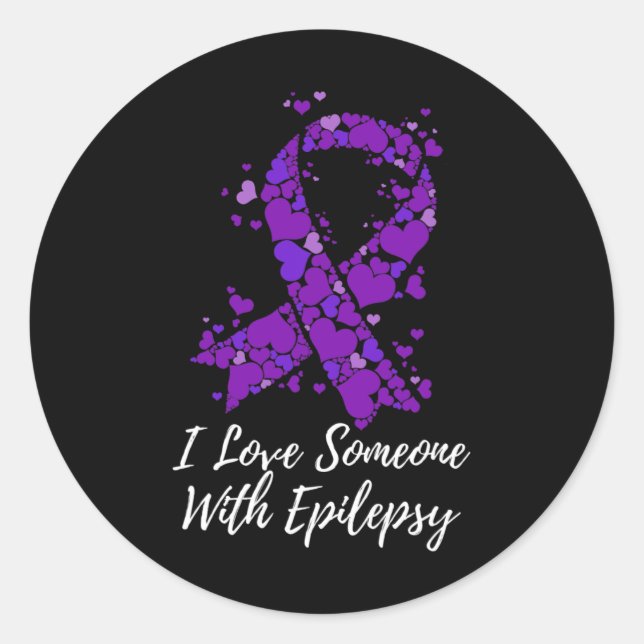 I Love Someone With Fight Epilepsy Awareness  Classic Round Sticker (Front)